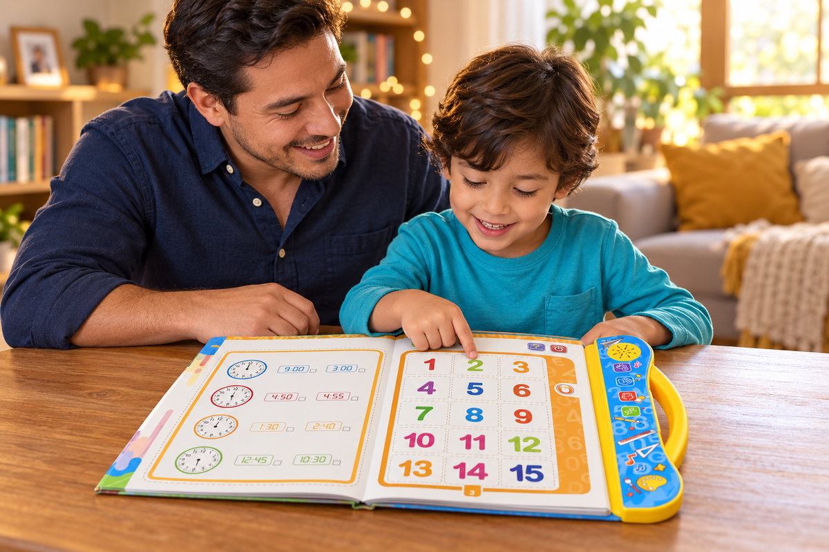 Papá e hijo descubriendo números